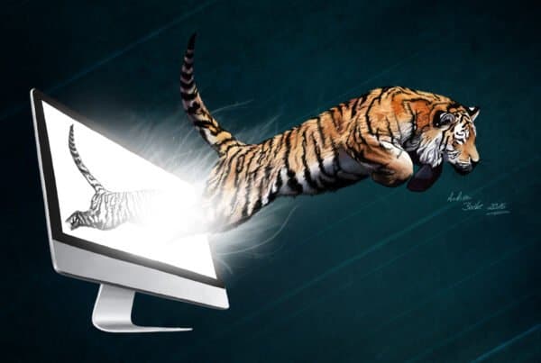 Illustration springender Tiger, Kreativität, Verwirklichung, Digital Painting, Photoshop Painting, Kinderbuch Illustrator gesucht, Kinderbuchillustrator gesucht, Kinderbuch illustrieren lassen, Kinderbuch erstellen lassen, Kinderbuchillustrator Andrea Baitz, Buchillustrator gesucht, Buch Illustrator, Kinderbuch Illustration, Kinderbuchillustration, Buchillustration, Buch Illustration, suche kinderbuchillustrator, suche illustrator