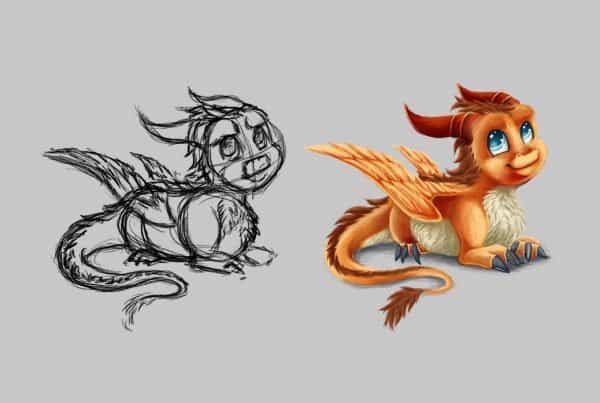 Digital Painting Tutorial Little Dragon, Drawing Tutorial, Dragon, Drache, Illustration Vorschaubild, Andrea Baitz