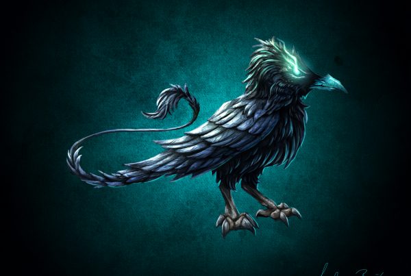 Mystic Raven Illustration, Digital Painting, Artwork, Digital Artwork, Mystic Creature, Character Design, Creature Design, Rabe, Raven, 2D Artwork, Andrea Baitz, German Illustrator, Eckernförde, Schleswig-Holstein, Kiel, Rendsburg, Flensburg, Schleswig