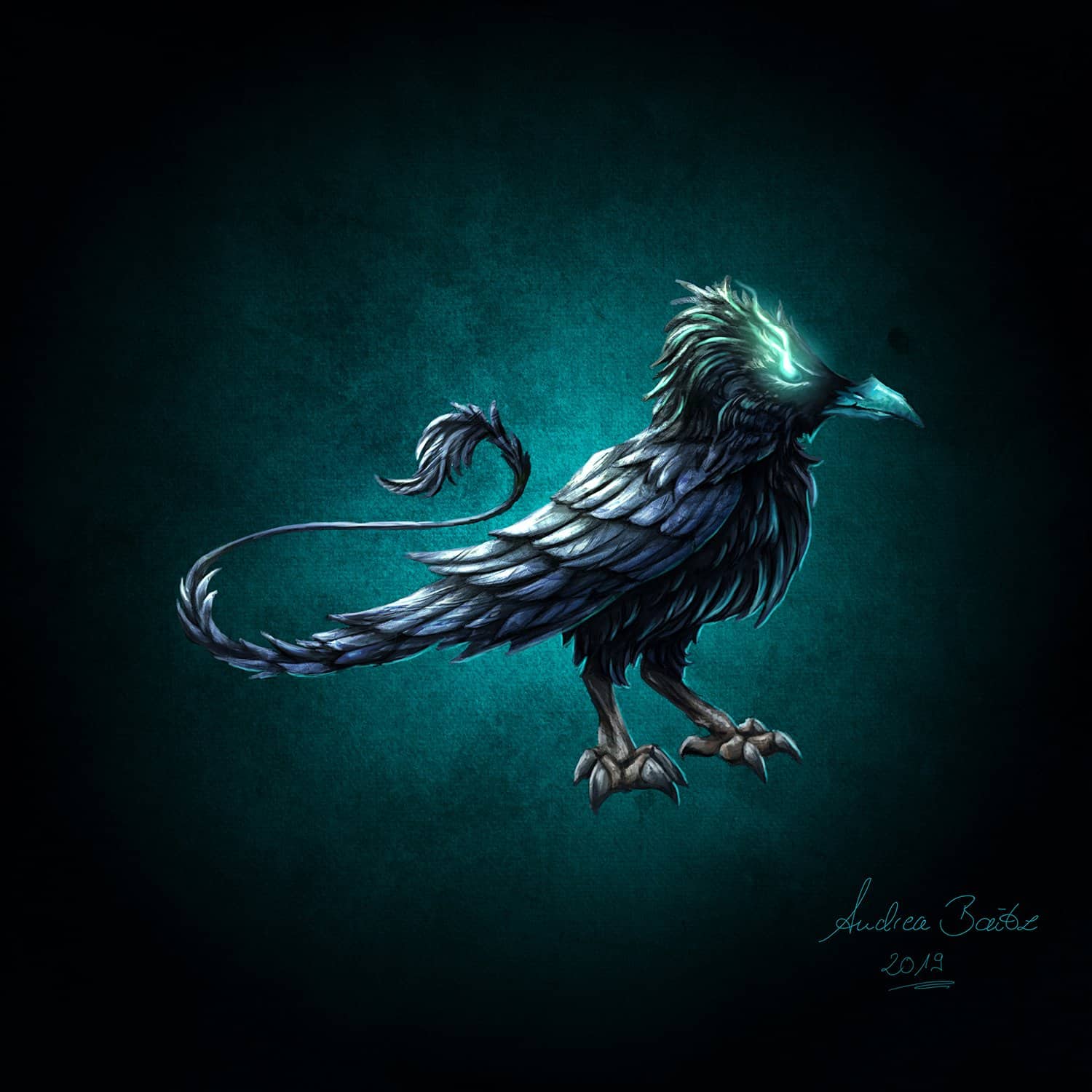 Mystic Raven Illustration, Digital Painting, Artwork, Digital Artwork, Mystic Creature, Character Design, Creature Design, Rabe, Raven, 2D Artwork, Andrea Baitz, German Illustrator, Eckernförde, Schleswig-Holstein, Kiel, Rendsburg, Flensburg, Schleswig