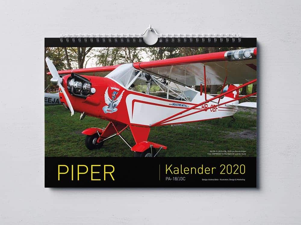 Piper-Kalender 2020, Rolf Wittorf, Piper PA-18, Prindesign, Kalender-Design, Grafik-Design, Andrea-Baitz, Grafikdesigner, Dessau, Raum Magdeburg, Leipzig, Halle, Berlin, Dresden, Erfurt, Hannover, Sachsen-Anhalt